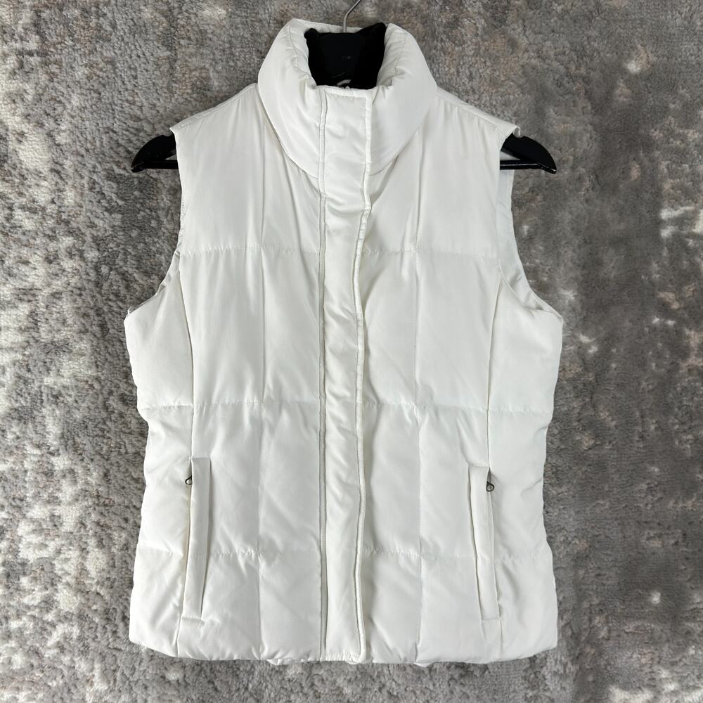 Marvin‎ Richards Size S Duck Down Puffer Vest Jacket White Mock Neck Snap Button